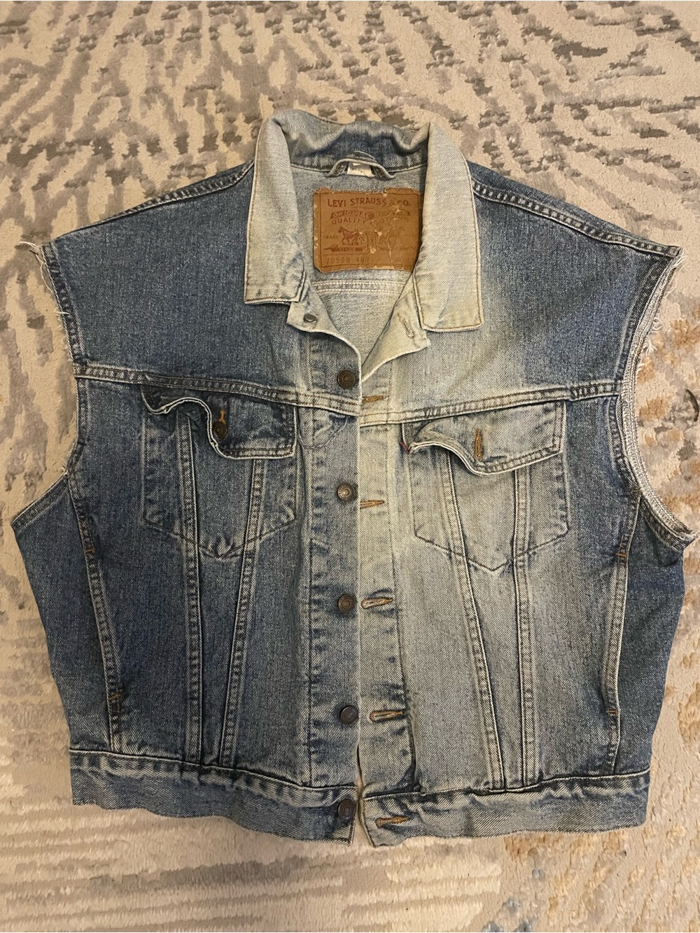 Levi's Denim Jean Jacket Vest Distressed Mens Medium Vintage 1980s